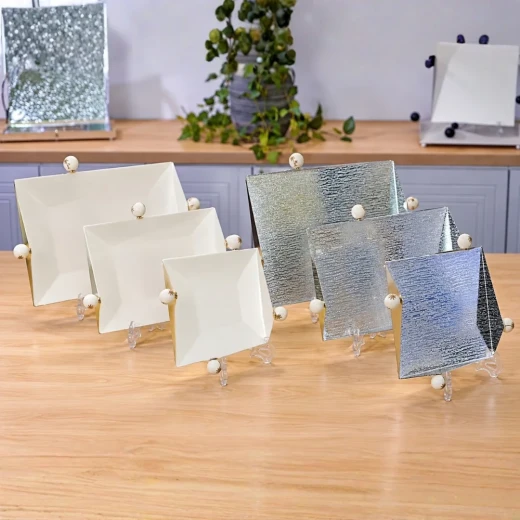 Silver Rectangular Serving Tray Set – 3 Pieces - Serving Tray - Image 3