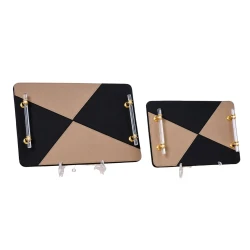 Serving Tray Leather Serving Trays Set – 2 Pieces | Black + Honey