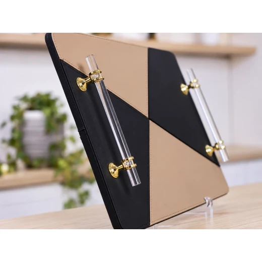 Serving Tray Leather Serving Trays Set – 2 Pieces | Black + Honey - Serving Tray - Image 3