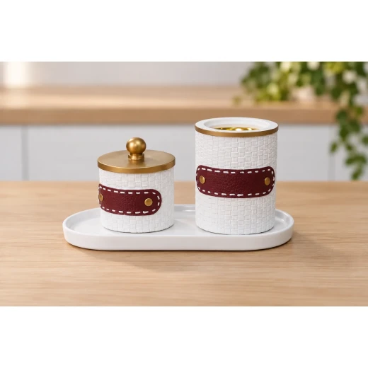 Home Decor Leather Incense Burner Set – 2 Pieces - Home Decor - Image 2