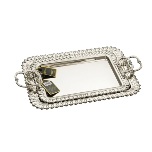 Stainless Steel Serving Tray Set - Silver Stainless Steel Serving Tray Set - Silver