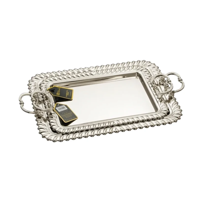 Stainless Steel Serving Tray Set - Silver - Serving Tray