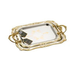 Stainless Steel Serving Tray Set - Gold