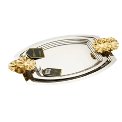 Stainless Steel Serving Tray Set - Silver