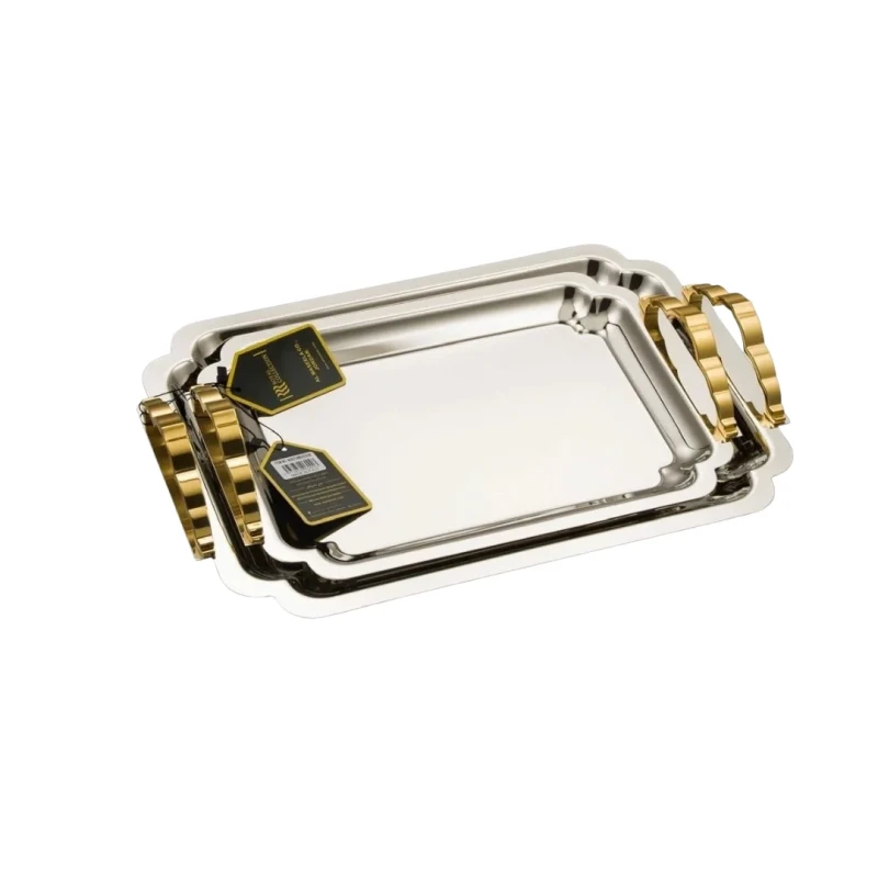 Stainless Steel Serving Tray Set - Silver - Serving Tray