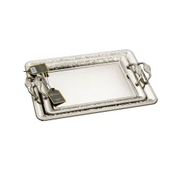 Stainless Steel Serving Tray Set - Silver
