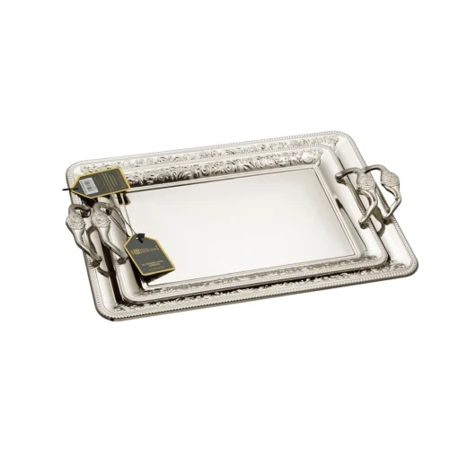 Stainless Steel Serving Tray Set - Silver Stainless Steel Serving Tray Set - Silver