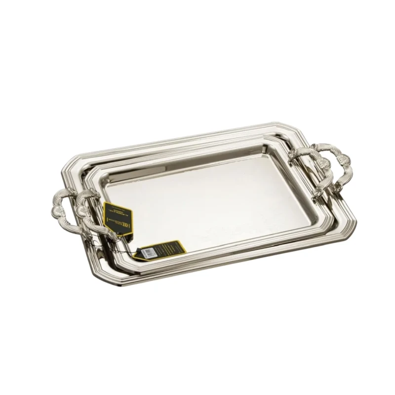 Stainless Steel Serving Tray Set - Silver - Serving Tray
