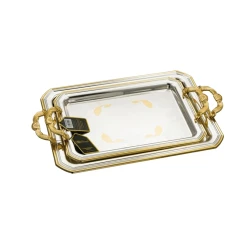 Stainless Steel Serving Tray Set - Gold