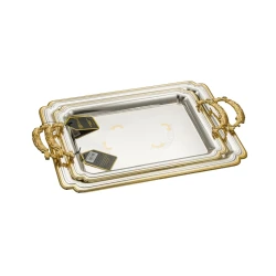 Stainless Steel Serving Tray Set - Gold