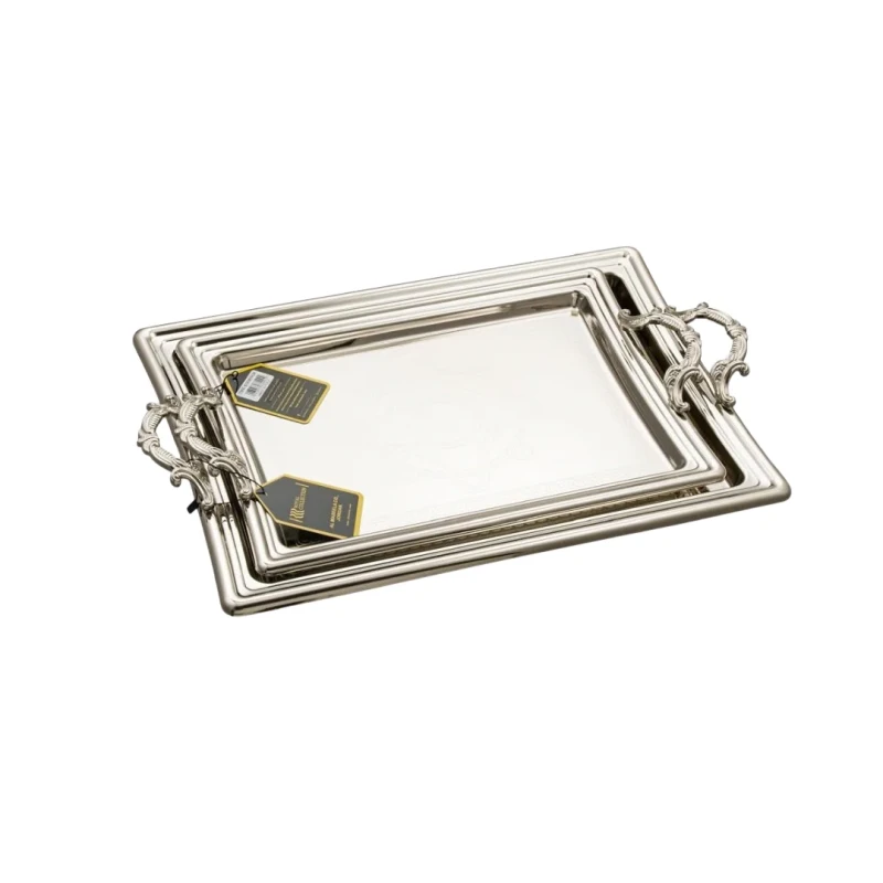 Stainless Steel Serving Tray Set - Silver - Serving Tray