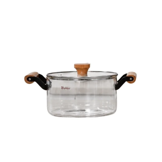 Cookware Set Clear Pyrex Pot with Soft Wood Handles | 2.5 L Cookware Set Clear Pyrex Pot with Soft Wood Handles | 2.5 L