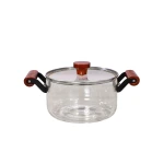 Cookware Set Clear Pyrex Pot with Dark Wood Handles | 2.5 L - Cookware Set