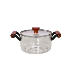 Cookware Set Clear Pyrex Pot with Dark Wood Handles | 2.5 L