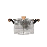 Cookware Set Clear Pyrex Pot with Soft Wood Handles | 3.5 L - Cookware Set