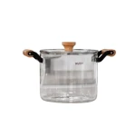Cookware Set Clear Pyrex Pot with Soft Wood Handles | 4.5 L - Cookware Set