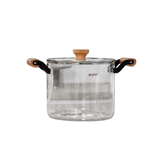 Cookware Set Clear Pyrex Pot with Soft Wood Handles | 4.5 L Cookware Set Clear Pyrex Pot with Soft Wood Handles | 4.5 L