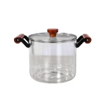 Cookware Set Clear Pyrex Pot with Dark Wood Handles | 4.5 L - Cookware Set