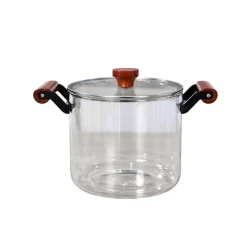 Cookware Set Clear Pyrex Pot with Dark Wood Handles | 4.5 L