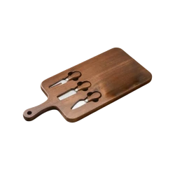 Wooden Cheese Board with 3 Cheese Knives