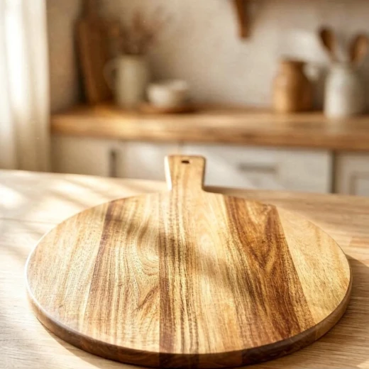 Wooden Rounded Chopping Board – Natural wood - Wooden - Image 2