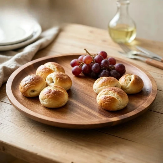 Wooden Round Acacia Wood Serving Plate – natural - Wooden - Image 2