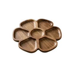 Wooden Acacia Wood Divided Serving Tray – natural