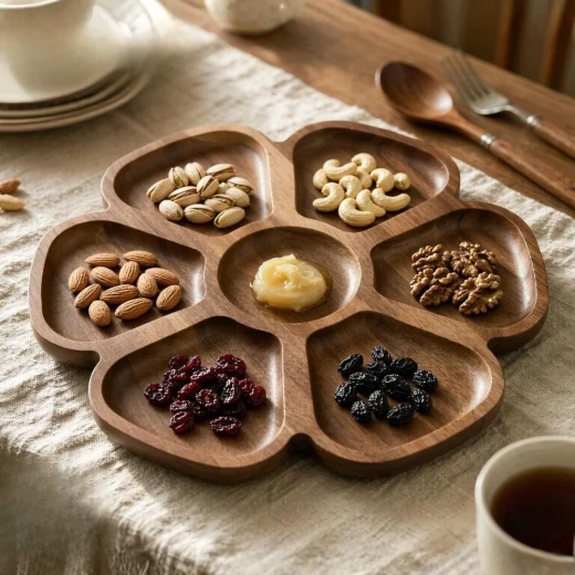 Wooden Acacia Wood Divided Serving Tray – natural - Wooden - Image 2