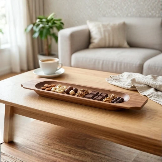 Wooden Rectangular Acacia Wood Serving Tray – natural - Wooden - Image 2