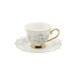 Royal Milano Coffee Cups with Foot | Set 6 Pieces | Green lily - Milano