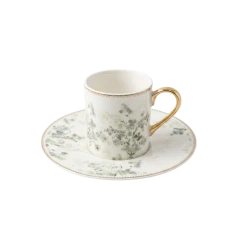 Royal Milano Cylinder Coffee Cups | Set 6 Pieces | Green lily