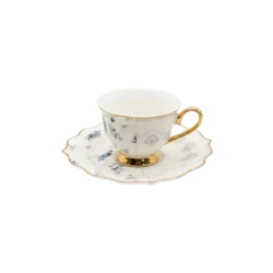 Royal Milano Coffee Cups with Foot | Set 6 Pieces | Blue Slip