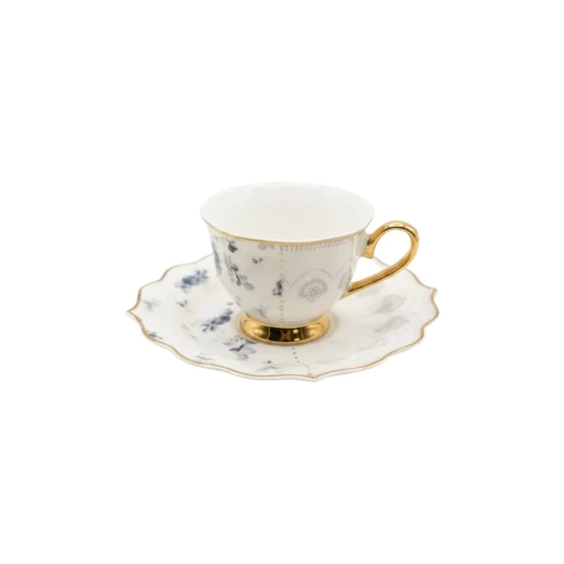 Royal Milano Coffee Cups with Foot | Set 6 Pieces | Blue Slip Royal Milano Coffee Cups with Foot | Set 6 Pieces | Blue Slip