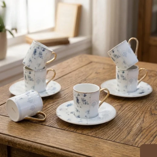 Royal Milano Cylinder Coffee Cups | Set 6 Pieces | Blue slip - Milano - Image 4