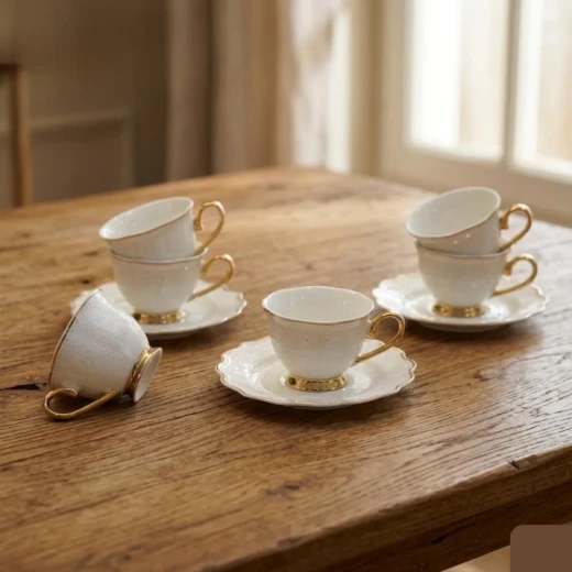 Royal Milano Coffee Cups with Foot | Set 6 Pieces | White Pazzly - Milano - Image 2