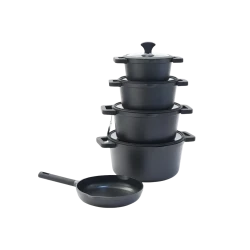 Belle Granite Cookware Set - Black - Black