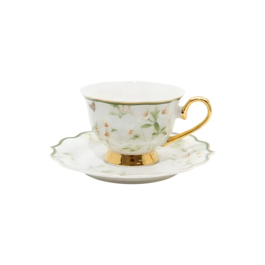 Royal Victoria Coffee Cups with Foot | Set 6 Pieces | Yasmine Royal Victoria Coffee Cups with Foot | Set 6 Pieces | Yasmine