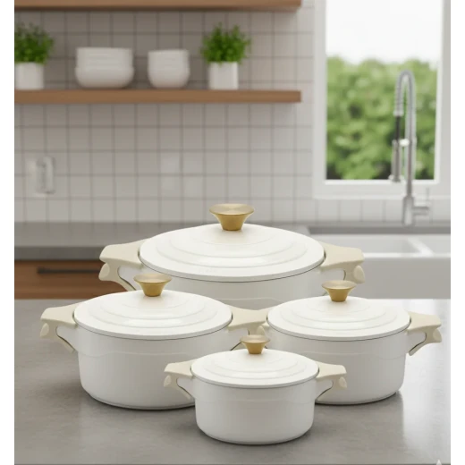 Royal Cast Aluminum Casserole | 32cm | Beige - Beige - Cast Aluminum - Image 2