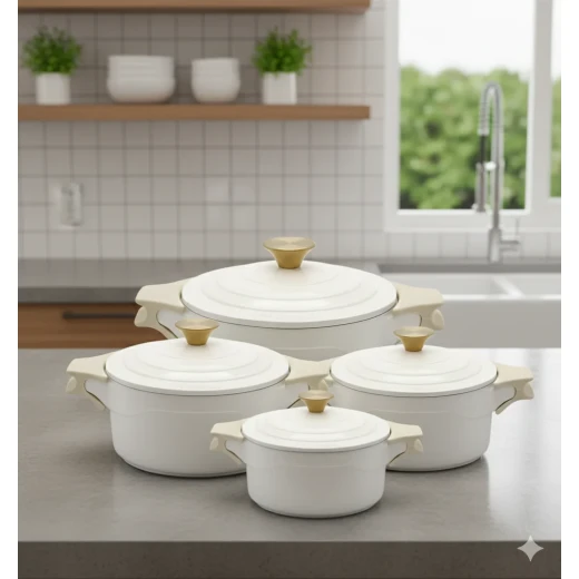 Royal Cast Aluminum Casserole | 24cm | Beige - Beige - Cast Aluminum - Image 2