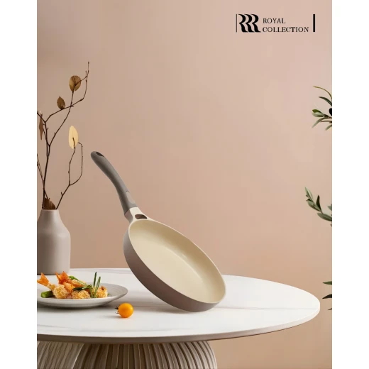 Royal Cast Aluminum Frying Pan | 24cm | Beige - Beige - Cast Aluminum - Image 3