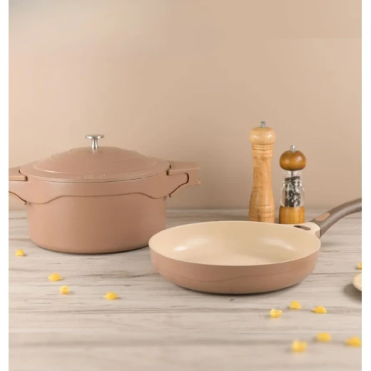 Royal Cast Aluminum Frying Pan | 28cm | Beige - Beige - Cast Aluminum - Image 2
