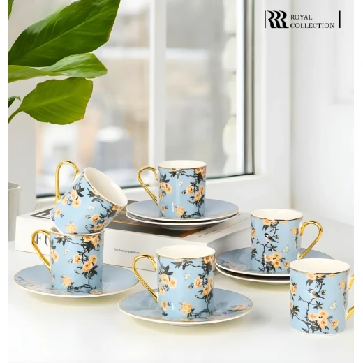 Royal Victoria Cylinder Coffee Cups | Set 6 Pieces | English Rose – Velvet - Victoria - Image 2