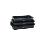 Cookware Set Granite Oven Trays | Set of 3 |Rectangular | Black - Black - Cookware Set