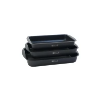 Cookware Set Granite Oven Trays | Set of 3 |Rectangular | Black - Black
