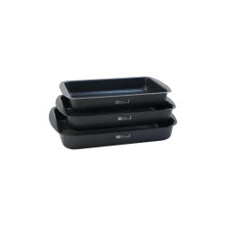 Cookware Set Granite Oven Trays | Set of 3 |Rectangular | Black - Black