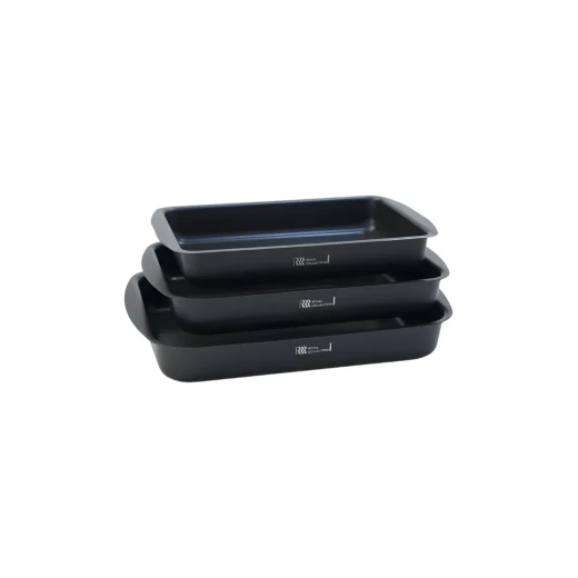 Cookware Set Granite Oven Trays | Set of 3 |Rectangular | Black - Black Cookware Set Granite Oven Trays | Set of 3 |Rectangular | Black - Black