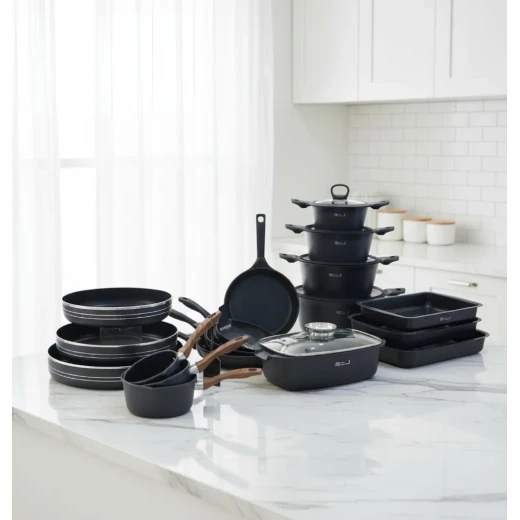 Cookware Set Granite Oven Trays | Set of 3 |Rectangular | Black - Black - Cookware Set - Image 3