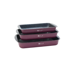 Cookware Set Granite Oven Trays | Set of 3 |Rectangular | Burgundy - Burgundy