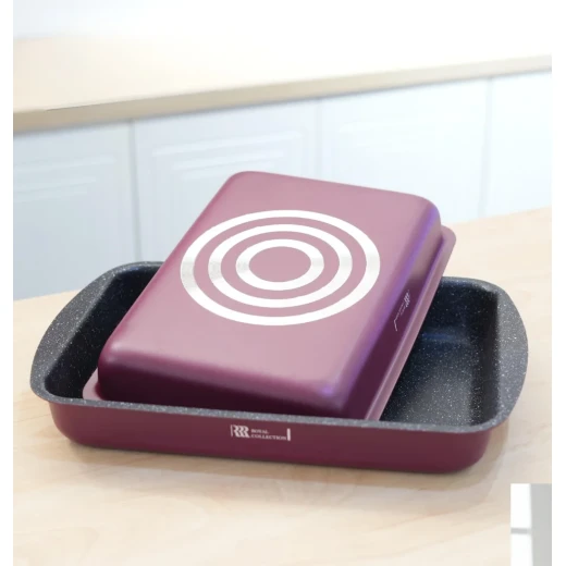Cookware Set Granite Oven Trays | Set of 3 |Rectangular | Burgundy - Burgundy - Cookware Set - Image 3