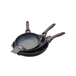 Cookware Set Granite Frying Pan Set | 3 Sizes | Black - Black